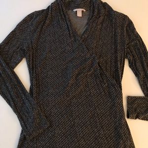 Banana Republic Printed Wrap V Neck Top Blouse